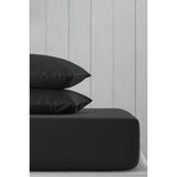 Stay Home %100 Pamuklu Çift Kişilik 220X240 Düz Çarşaf + 2 Yastık Kılıfı - 220 x 240 - Siyah