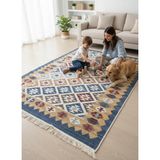 Stay Wİth Love Dokuma Pamuklu Kilim, Çift Taraflı Farklı Renklerde Kullanılabilir, Çamaşır Makinesinde yıkanabilir Premium Dokuma Kilim, Halı, Yolluk (80 * 150cm)