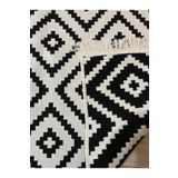 stay with love Kilim Çift Taraflı Modern Desenli Yıkanabilir Pamuklu Dokuma 1. Kalite Kilim Siyah Beyaz Yolluk