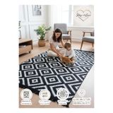 stay with love Kilim Siyah -Beyaz Dokuma Kilim Siyah Saçaklı Çift Taraflı Kullanılabilir Makinede Yıkanabilir 1. Kalite Modern Dokuma Kilim Halı, Yolluk , Paspas