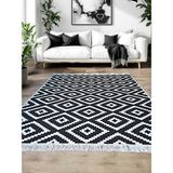 Staywithlove Kilim Çift Taraflı Dokuma Kilim Çamaşır Makinesinde Yıkanabilir Dokuma Kilim ,yolluk - 80 x 300 cm - Siyah - Beyaz