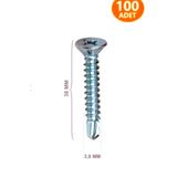 Std 3,9x38 Mm Yhb Sac Vidası Dayanıklı Matkap Uçlu Akıllı Vida 100 Adet