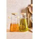Std Gaella Bamboo 2’li 900ML Tepsili Yağlık-Sirkelik Seti 3 Parça Borosilikat - Şeffaf
