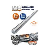 Std VİDA HANE M8 GALVANİZ GİJON SAPLAMA 1 Metre / 8MM SONSUZ DİŞ