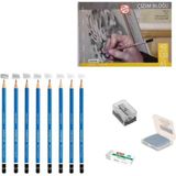 Steadtler Eskiz Başlangıç Seti 2 + Dereceli Kalem + A5 Defter + Dağıtıcı Set + Silgi + Açacak + Hamur Silgi - Karışık-Çok Renkli - standart