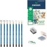 Steadtler Eskiz Başlangıç Seti 9 + Dereceli Kalem + A5 Defter + Dağıtıcı Set + Silgi + Açacak + Hamur Silgi - Karışık-Çok Renkli - standart
