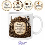 Steampunk Buhar Makinesi Çark Dişli Alternatif Tarih Temalı Baskılı Porselen Kupa Bardak Hediye