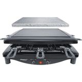 Steba Made In German Raclette, Ters Çevrilebilir Emaye Dökme Demir Izgara Plakası + Doğal Taş Plaka, 8 Bulaşık Makinesinde Yıkanabilir ve Emaye Tava, Kablo Saklama - Siyah