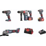 Stechend Profesyonel 4'lü Set Şarjlı Hilti - Şarjlı Taşlama - Şarjlı Darbeli Matkap - Şarjlı Toklu Matkap2 ADET 20V 4AH BATARYA