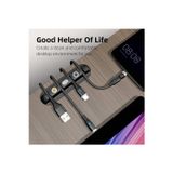 STECRA 4 Yuvalı 3 Uç Tutuculu Yapışkanlı Silikon Kablo Düzenleyici Masaüstü Organizer Siyah