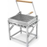Steel Fire Isı Ayarlı Kömürlü Mangal Bbq | Tek Hamlede Çevrilebilir Izgara | Bahçe Balkon Kamp Piknik Mangalı - Gri