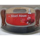 Steel Moon Çift Saplı Satır Bıçağı Et ve Sebze Kıymak Için Çelik Zırh Bıçak