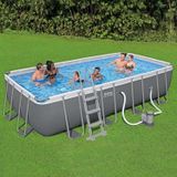 Steel Pro Max Prefabrik Aile Boy Havuzu 5,49 m x 2,74 m x 1,22 m Örtülü Merdivenli Dayanıklı Set