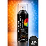 Steel Sprey Boya 400 ml Dekoratif Boya Graffiti Duvar Boyası Mobilya Boyası Metal Boyası 1 Adet - 010 - Siyah