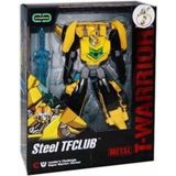 Steel T-Warrior Metal Gövdeli Dönüşebilen Robot Araba, Sarı, Unisex