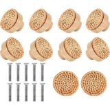 Steellaar 10PCS Ahşap Kulplar Kayın Rattan Çekme Knobs Mobilya Tutamak Mutfak Dolap Kapı Soyu Dresser Çekiyor, 45MM (Yurt Dışından) - Siyah