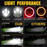 Steellaar 7 Inç Halo LED Far Hi/lo Işın Kırmızı Drl Amber Dönüş Sinyal Işığı Jeep Wrangler Jk Tj Cj (Kırmızı) (Yurt Dışından) - Aydınlatma / far / lamba