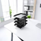 Steelline 4 Katlı Metal Dosya Rafı - Masa Üstü Ultra Sağlam Ofis Organizer (29.5X30.5X25CM) - Siyah