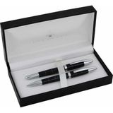 Steelpen 1711DT Çizgili Venüs Dolma Kalem + Tükenmez Kalem Seti Siyah