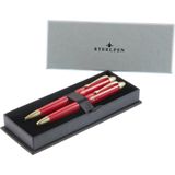 Steelpen Pearl Serisi 4588 Dt Kırmızı Gold Dolma Kalem + Tükenmez Kalem