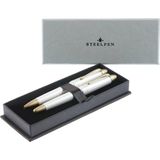 Steelpen Pearl Serisi 4590 Dt Inci Beyazi Dolma Kalem + Tükenmez Kalem - Ana Renkler