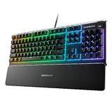 SteelSeries Apex 3 RGB oyun klavyesi 10 bölgeli RGB aydınlatma IP32 su geçirmez birinci sınıf manyetik bilek desteği 64812 çok sessiz hissedilir ve sessiz