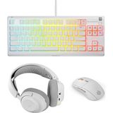 SteelSeries Steelserıes Profesyonel Gaming Kablosuz Klavye Mouse Kulaklık Seti - Beyaz