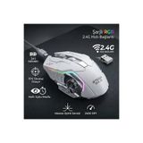 Steep Solid RGB Gaming Kablosuz Mouse Beyaz Şarjlı, 2.4G Hız, 2400 DPI Hassas Optik Sensör, Sağ ve Sol El Uyumlu