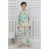 Stegosaurus Desenli Erkek Çocuk Pijama Takımı - 6 - 7 Yaş - Bej