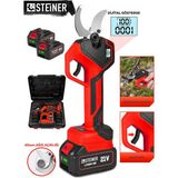 Steiner 21V Çift Akülü 40 mm Ağaç Odun Dal Kesme Makinesı Şarjlı Dijital Budama Makası Kırmızı