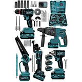 Steiner 21V Darbeli Kömürsüz 5'li Set Kırıcı Delici Hilti - Somun Sıkma Sökme - Testere - Matkap - Vidalama Mavi