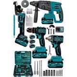 Steiner 21V Darbeli Kömürsüz Kırıcı Delici Hilti & Taşlama & Matkap & Somun Sıkma Sökme 4'lü Set Mavi