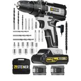 Steiner Alman 198 VF 10 Ah Darbeli Metal Dişli Şanzıman Çift Akülü 24 Parça Gri Şarjlı Vidalama Matkap