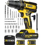 Steiner Alman 198 VF 10 Ah Darbeli Metal Dişli Şanzıman Çift Akülü 24 Parça Sarı Şarjlı Vidalama Matkap