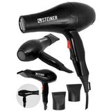 Steiner Alman 3400 Watt Profesyonel Saç Kurutma Makinesi Fön Makinesi Ac Motor Ms-9001 Siyah + 2 Adet Başlık