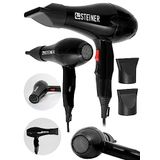 Steiner Alman 3800 Watt Professional Saç Kurutma Makinesi Fön Makinesi AC Motor Siyah + 2 Adet Başlık