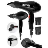 Steiner Alman 3800 Watt Profesyonel Saç Kurutma Makinesi Fön Makinesi Ac Motor Ms-9001 Siyah + 2 Adet Başlık