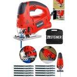 Steiner Alman 4000 Watt Lazerli Professional 6 Kademe Devirli Otomatik Dekupaj Testere Çantalı Kırmızı +10Uç