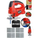 Steiner Alman 4000 Watt Lazerli Professional 6 Kademe Devirli Otomatik Dekupaj Testere Çantalı Kırmızı +20uç
