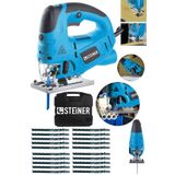 Steiner Alman 4000 Watt Lazerli Professional 6 Kademe Devirli Otomatik Dekupaj Testere Çantalı Mavi + 20 Uç