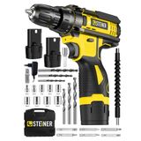 Steiner Alman Turbo Profesyonel 128 VF 10 Ah Otomatik Korumalı Metal Şanzuman Sarı Çift Akülü Şarjlı Matkap