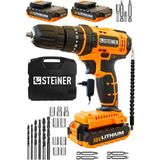 Steiner Germany Technology 58 V 5 Ah Darbeli Metal Şanzıman Lithium Çift Akü Şarjlı Vidalama 24 Parça Matkap
