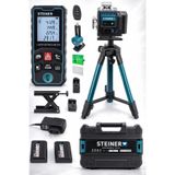 Steiner Profesyonel 12 Köşe Yeşil Çizgi Lazer Otomatik Hizalama Çantalı + 50MT Lazer Metre + Tripod