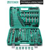 Steiner Ultra Güçlü 1/4 Cırcırlı 216 Parça Lokma Anahtar Takımı Oto Tamirci Full Tam Set 72 Diş