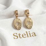 Stelia Küpe - 316L Cerrahi Çelik Gold Kararmaz Kutup Yıldızı İşlemeli Kadın Küpe