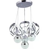 Stella 4 Top Krom Led Sarkıt Avize,3 Renk Yanabilen Modern Avize,Salon Led Avize