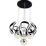 Stella 4 Top Siyah Led Sarkıt Avize,3 Renk Yanabilen Modern Avize,Salon Led Avize