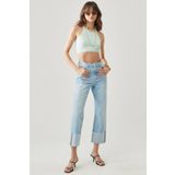 Stella A Line Fit %100 Pamuk Çok Yüksek Bel İspanyol Paça Jean Kot Pantolon