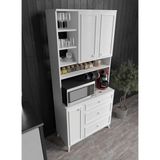 Stella Country Kahve Köşesi Beyaz-Meşe 90CM, Erzak Dolabı, Kiler Dolabı, Çok Amaçlı Mutfak Dolabı