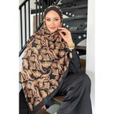 Stella Eşarp Etnik Şal Desenli Siyah-Kahve Renkli Soft Pamuk Şal